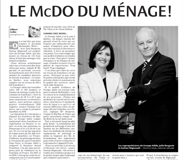Groupe Adèle : le McDo du ménage!